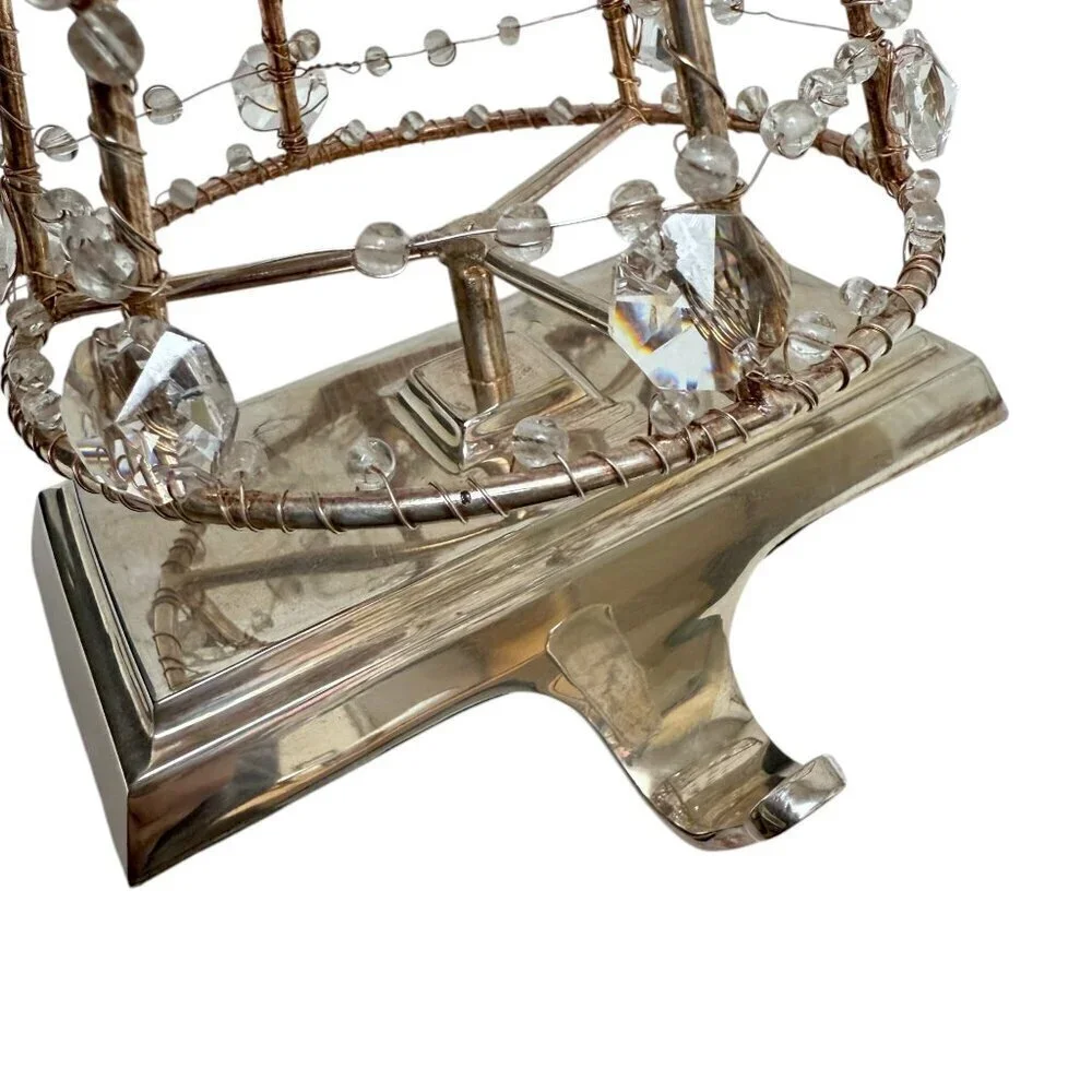 POTTERY BARN Angel Christmas Stocking Holder XL Crystal Metal Holiday Decor